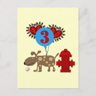 Hond 3e verjaardag Tshirts en geschenken Briefkaart