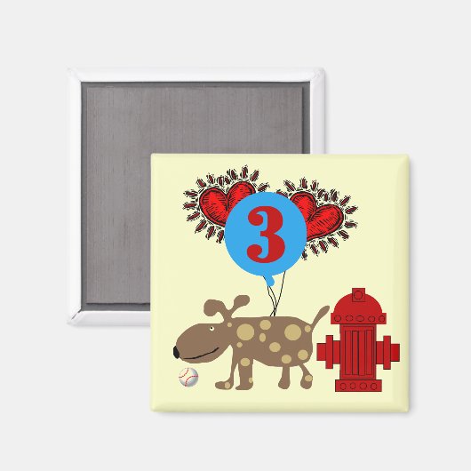 Hond 3e verjaardag Tshirts en geschenken Magneet (Voorkant / Achterkant)
