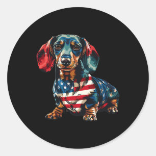 Hond 4 juli Amerikaanse vlag geschenken voor manne Ronde Sticker