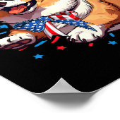 Hond 4 juli Amerikaanse Vlag van de VS Patriottisc Poster (Hoek)