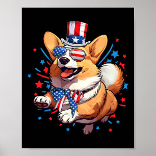 Hond 4 juli Amerikaanse Vlag van de VS Patriottisc Poster