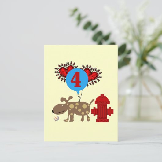 Hond 4e verjaardag Tshirts en geschenken Briefkaart (Staand voorkant)