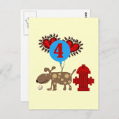 Hond 4e verjaardag Tshirts en geschenken Briefkaart (Voorkant / Achterkant)