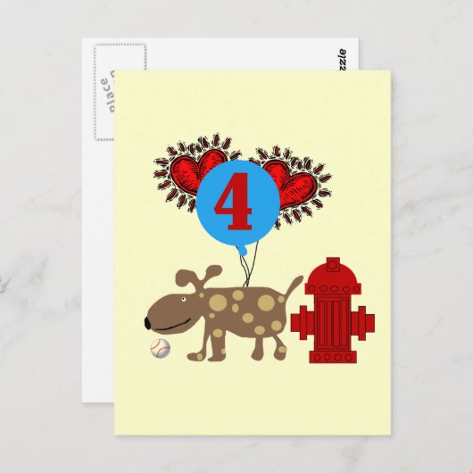 Hond 4e verjaardag Tshirts en geschenken Briefkaart (Voorkant / Achterkant)