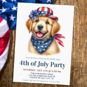 Hond 4th of July Partij Patriottische Golden Retri Kaart