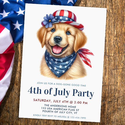 Hond 4th of July Partij Patriottische Golden Retri Kaart