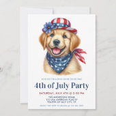 Hond 4th of July Partij Patriottische Golden Retri Kaart (Voorkant)