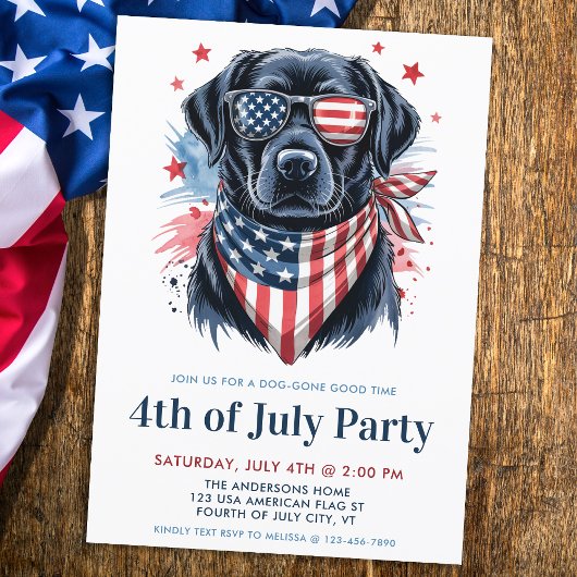Hond 4th of July Partij Patriottische Labrador Ret Kaart