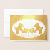 Hond 50ste gouden huwelijksverjaardag folie kaarten (Voorkant met envelop)