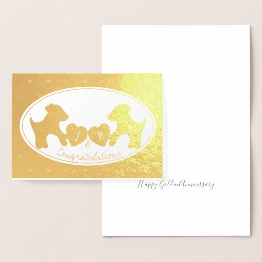 Hond 50ste gouden huwelijksverjaardag folie kaarten (Display)