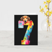Hond 7 Jaar Dachshund Verjaardag Kaart (Gele Bloem)