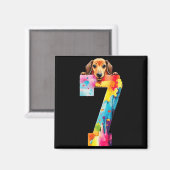 Hond 7 Jaar Dachshund Verjaardag Magneet (Voorkant / Achterkant)