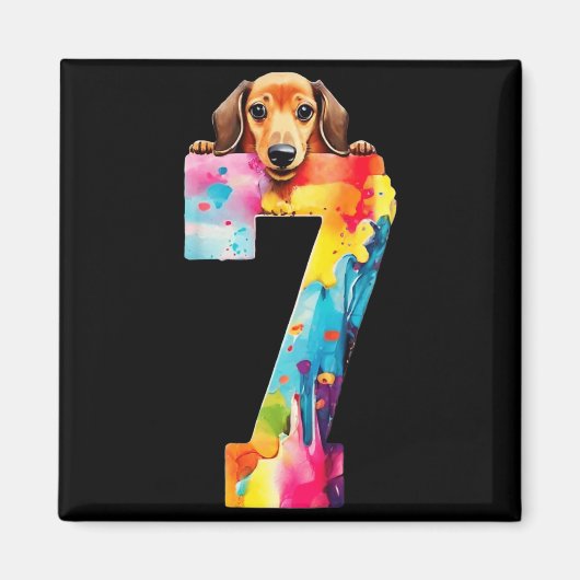 Hond 7 Jaar Dachshund Verjaardag Magneet (Voorkant)