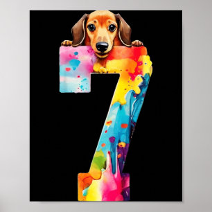Hond 7 Jaar Dachshund Verjaardag Poster