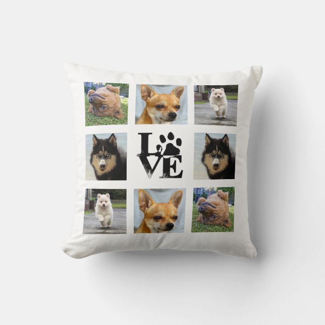 Hond 8 foto instagram collage kussen (Voorkant)