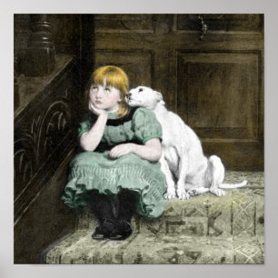 Hond Aaiende Meisje Poster