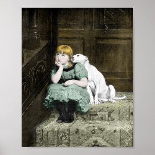 Hond Aaiende Meisje Poster