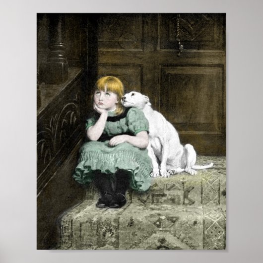Hond Aaiende Meisje Poster (Voorkant)