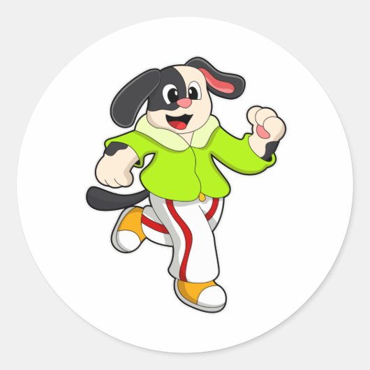 Hond aan de gang ronde sticker (Voorkant)