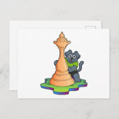 Hond aan het schaken met schaakstuk Koningin Briefkaart (Voorkant / Achterkant)