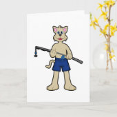 Hond aan het vissen met hengel en vis kaart (Gele Bloem)