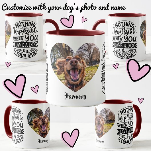 Hond aan je zijde aangepaste persoonlijke naam fot mok