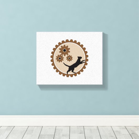 Hond aangedreven kooi met wielen canvas afdruk (Insitu (Houten vloer))