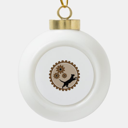 Hond aangedreven kooi met wielen keramische bal ornament (Voorkant)