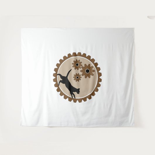 Hond aangedreven kooi met wielen wandkleed (Voorkant (horizontaal))