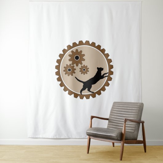 Hond aangedreven kooi met wielen wandkleed (In situ)