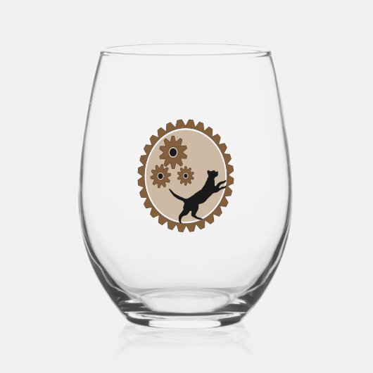 Hond aangedreven kooi met wielen wijnglas zonder voet (Voorkant)