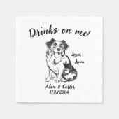Hond Aangepaste Bruiloft Cocktail Servet (Voorkant)