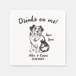 Hond Aangepaste Bruiloft Cocktail Servet