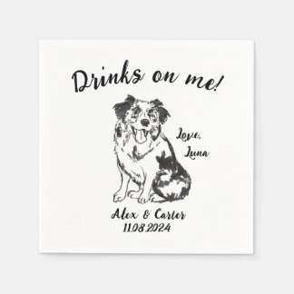 Hond Aangepaste Bruiloft Cocktail Servet