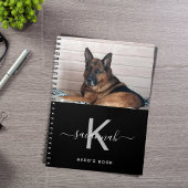 Hond aangepaste foto zwart wit monogram notitieboek