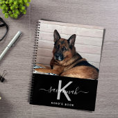 Hond aangepaste foto zwart wit monogram notitieboek