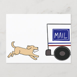 Hond achtervolgen mail truck briefkaart
