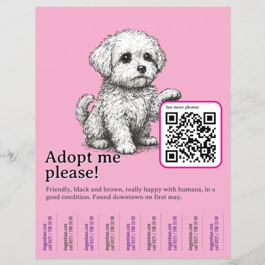 Hond adopteer Flyer Sjabloon Afscheurbaar (Voorkant)