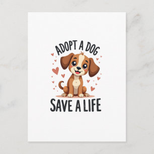 Hond Adopteren Red Een Leven Retro Kute Puppy Redd Briefkaart