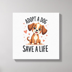 Hond Adopteren Red Een Leven Retro Kute Puppy Redd Canvas Afdruk