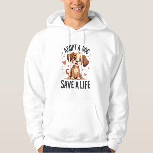 Hond Adopteren Red Een Leven Retro Kute Puppy Redd Hoodie