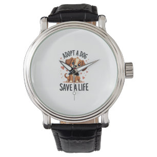 Hond Adopteren Red Een Leven Retro Kute Puppy Redd Horloge