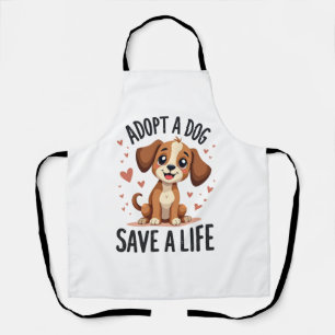 Hond Adopteren Red Een Leven Retro Kute Puppy Redd Schort