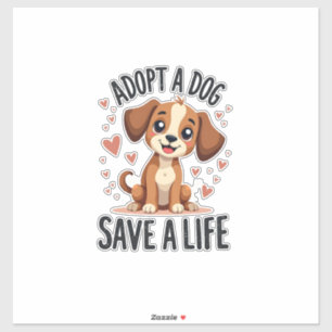 Hond Adopteren Red Een Leven Retro Kute Puppy Redd Sticker