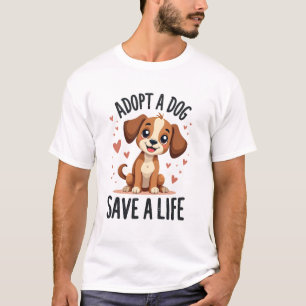 Hond Adopteren Red Een Leven Retro Zoete Puppy Red T-shirt