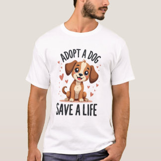 Hond Adopteren Red Een Leven Retro Zoete Puppy Red T-shirt