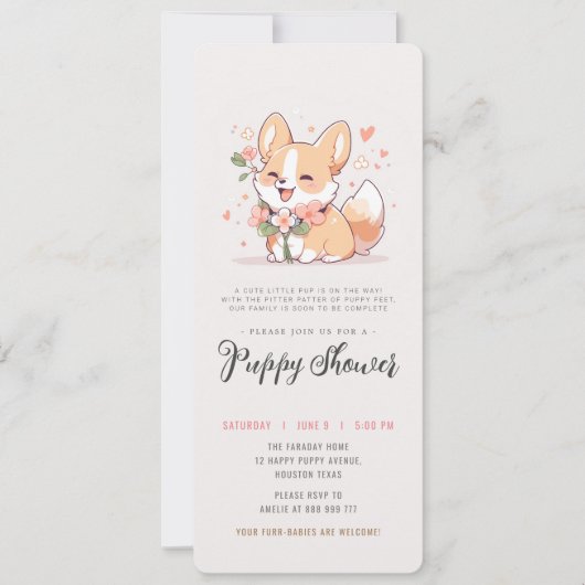 hond adoptie feestje corgi puppy verjaardagsfeestj kaart (Voorkant)