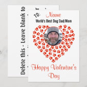 Hond afdruk aanpasbare Valentijnsdag Bericht Vakan Feestdagenkaart (Voorkant / Achterkant)