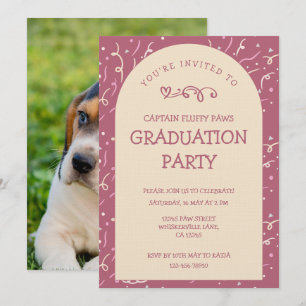 Hond Afstudeeraankondiging Roze Goud & Champagne Kaart