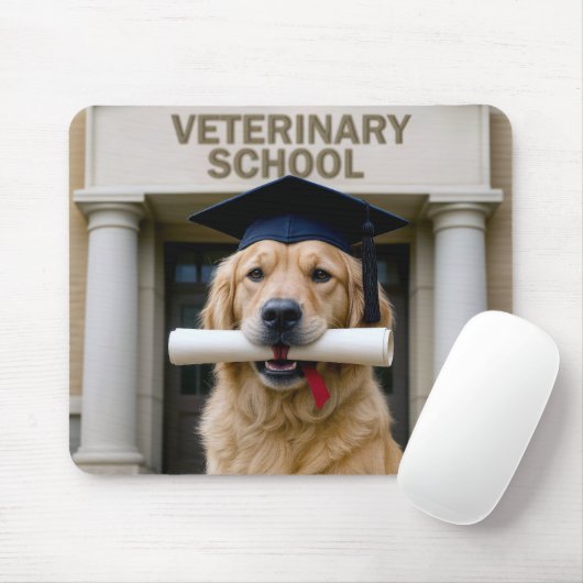 Hond Afstuderen van veterinaire school Muismat (Met muis)